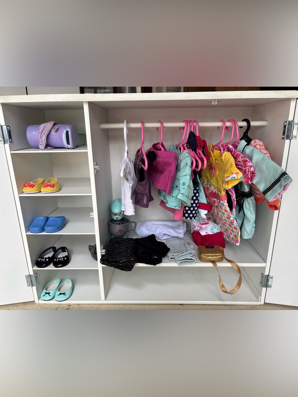 American Girl clothing and accessories (9 outfits and 4 pairs of shoes)